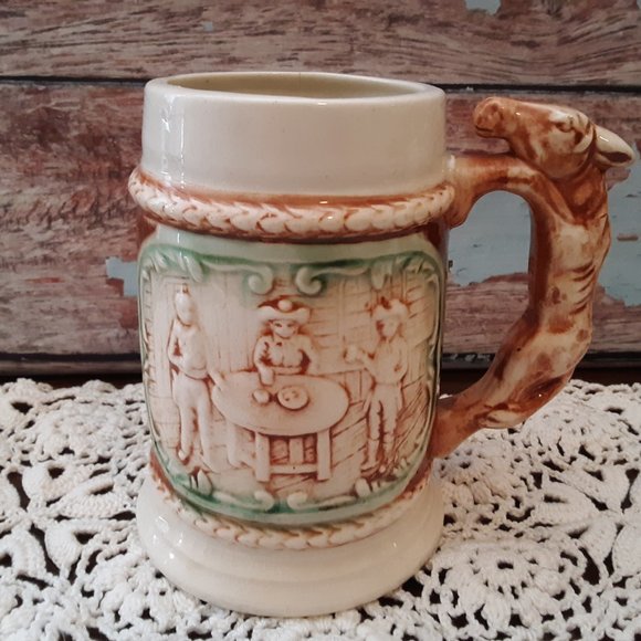 3 Yamaka Porcelain Beer Steins With Donkey Handles - Picture 3 of 7